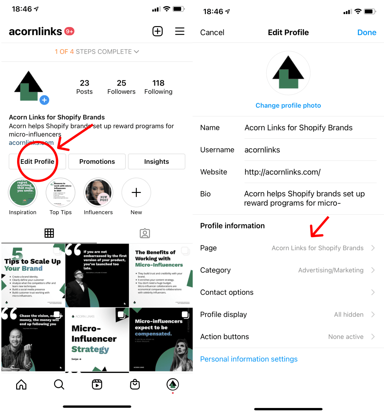 Instagram Edit Profile