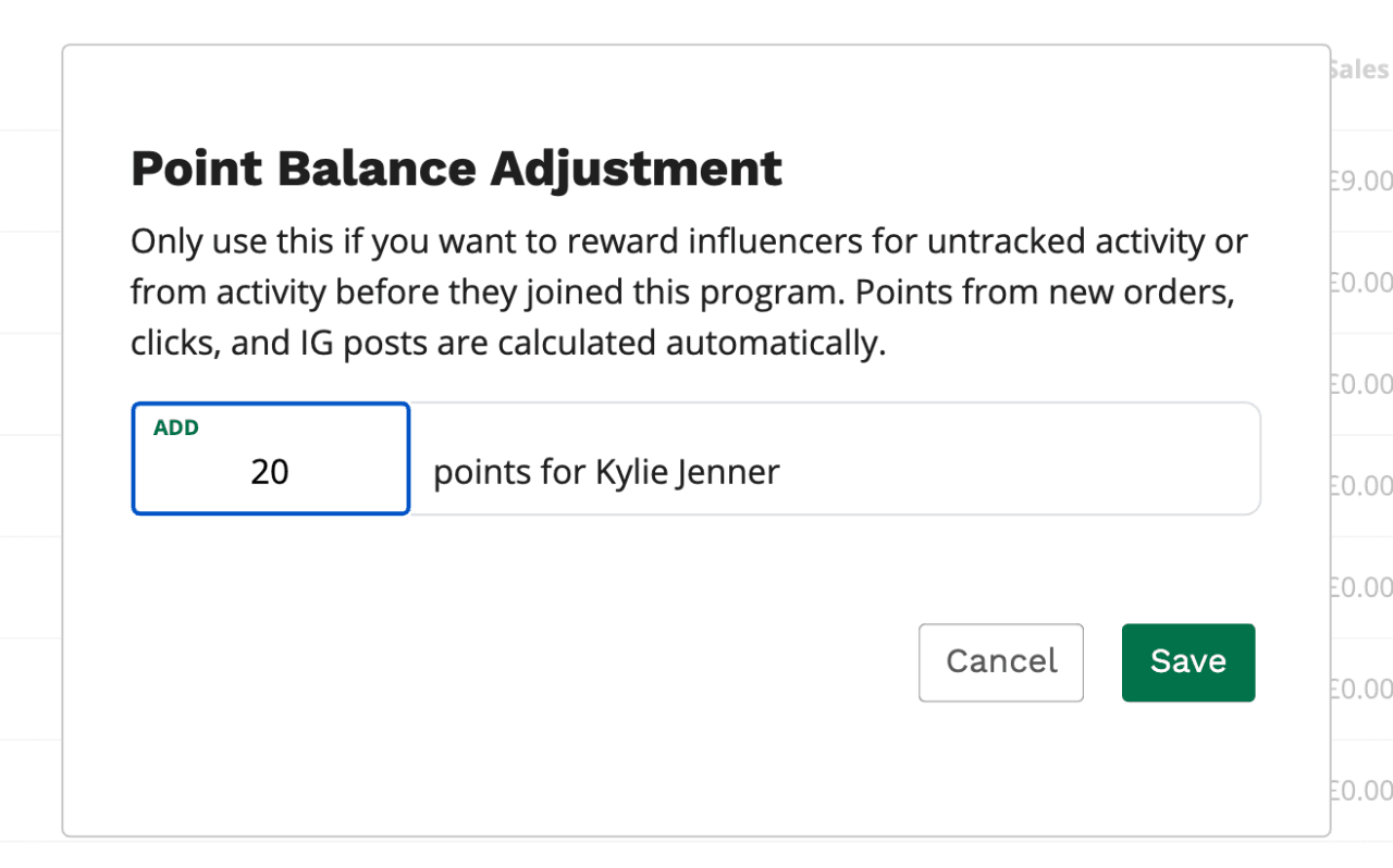 To manually adjust points, enter the number of points you want to add: